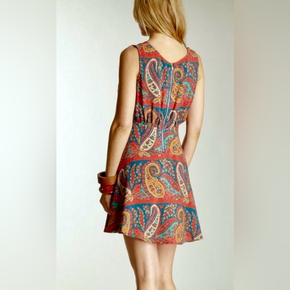 Free People Sleeveless Dancing Pretty Paisley A-line Mini Skater Dress - Picture 8 of 8